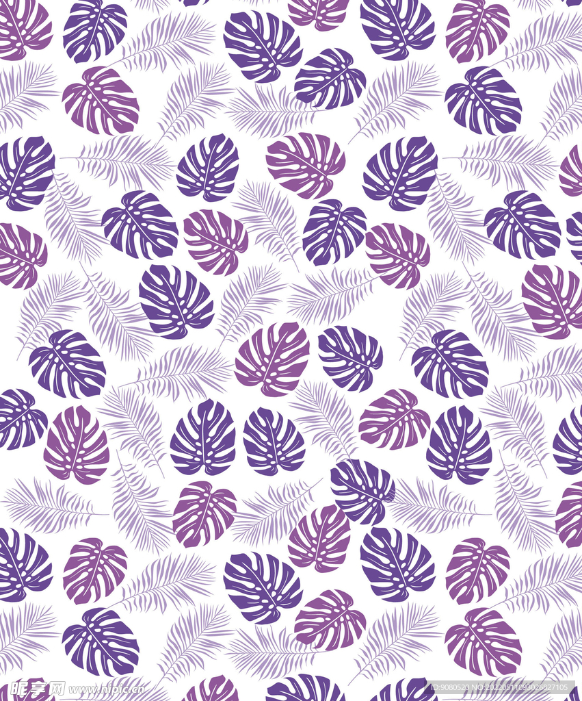 矢量紫粉树叶底纹