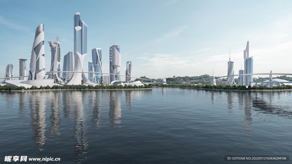 科幻未来科技城市星空美图大海大
