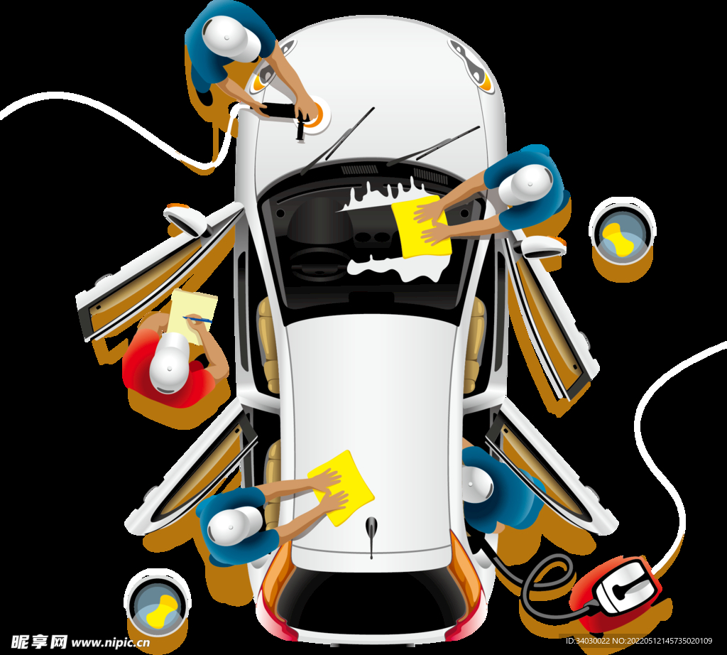 洗车 卡通 手绘