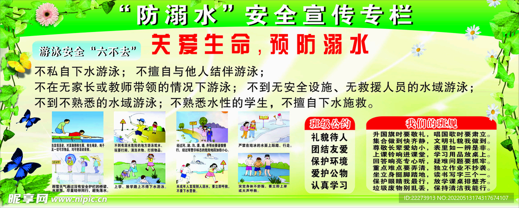 小学生溺水安全宣传栏