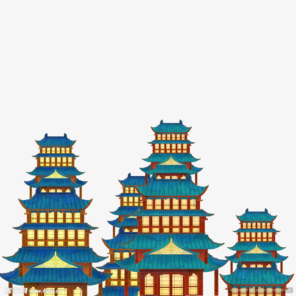 国潮建筑素材 