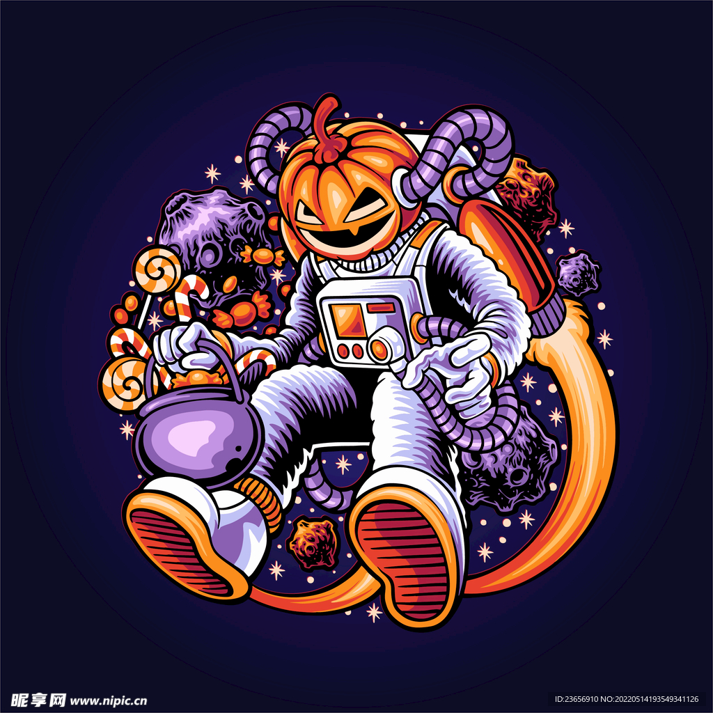 创意手绘矢量潮流太空宇航员