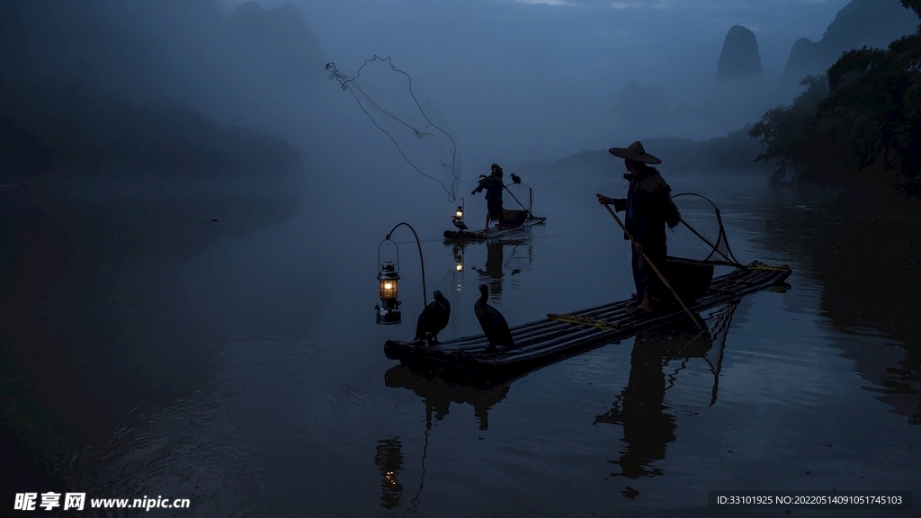 夜晚桂林 山水