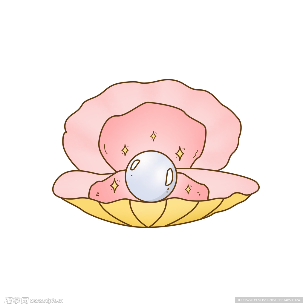 手绘卡通贝壳素材  