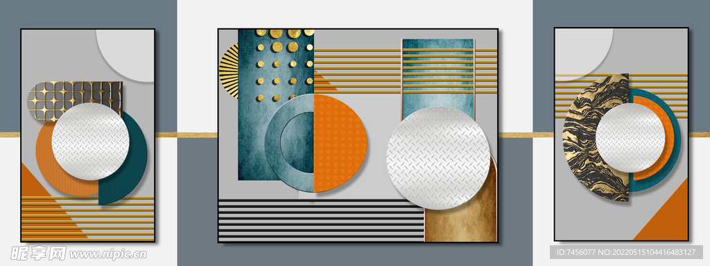 时尚圆半圆艺术品装饰画