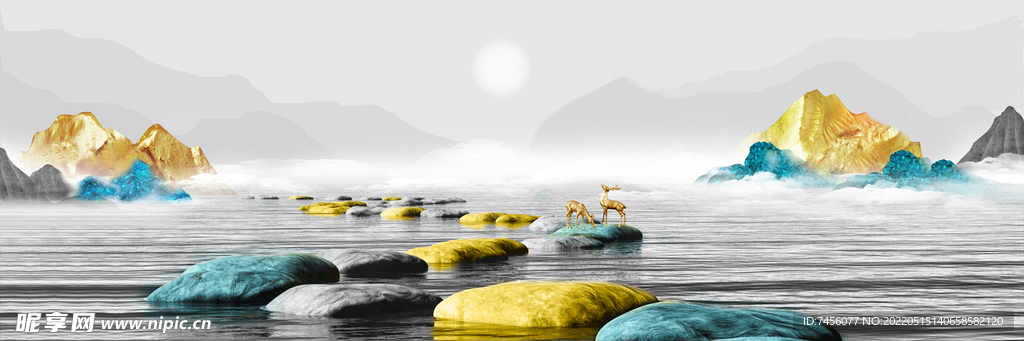 山脉湖泊艺术装饰画