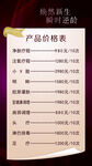 价格表