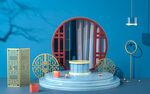 中国风背景  3D元素 电商