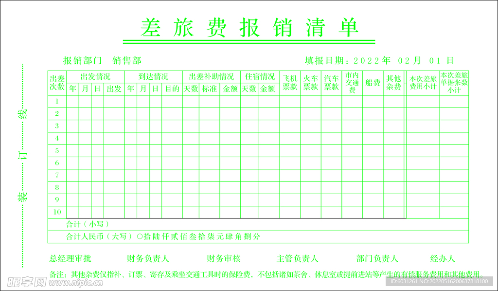 差旅费报销单