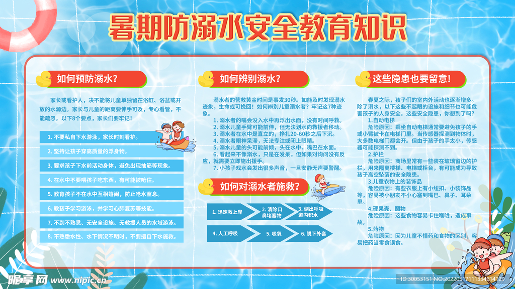 防溺水安全教育宣传展板
