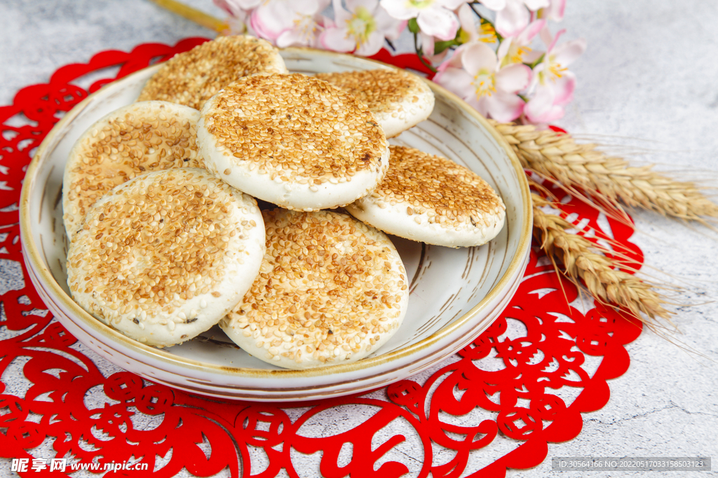 芝麻饼美食