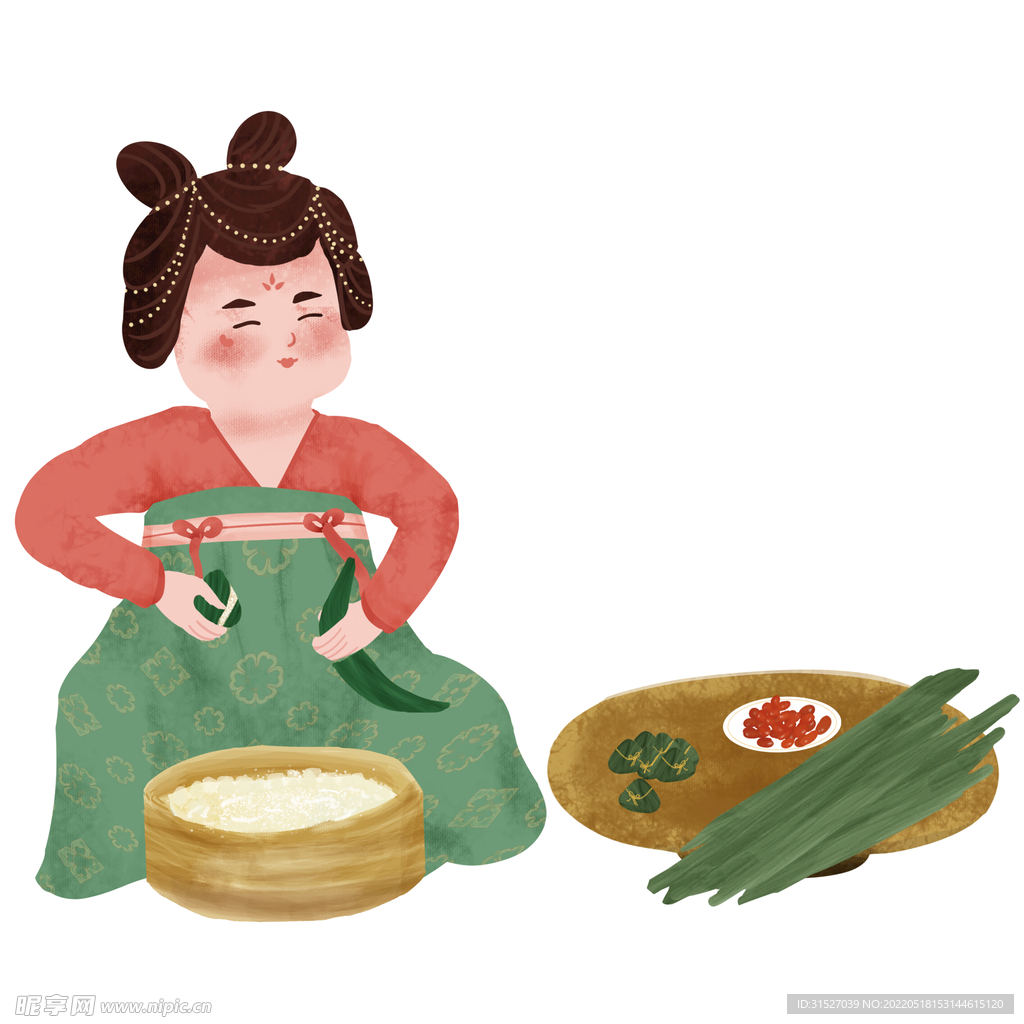 端午包粽子插画