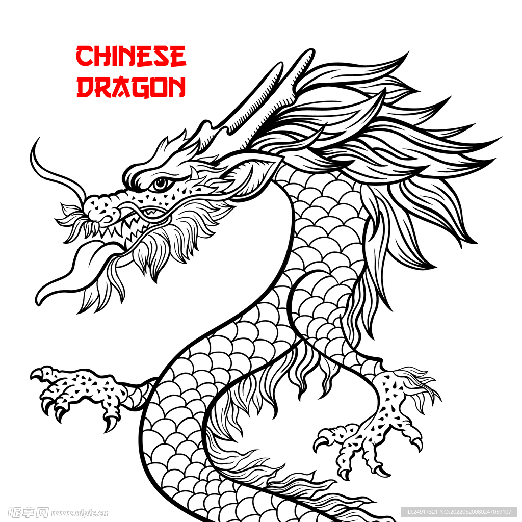 龙线稿图案