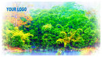 手绘油画贵州荔波樟江明信片海报