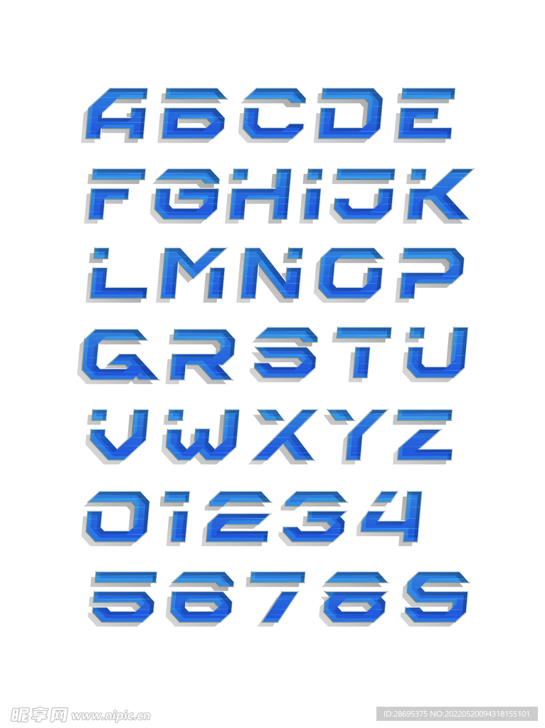 科技感蓝色字母数字素材