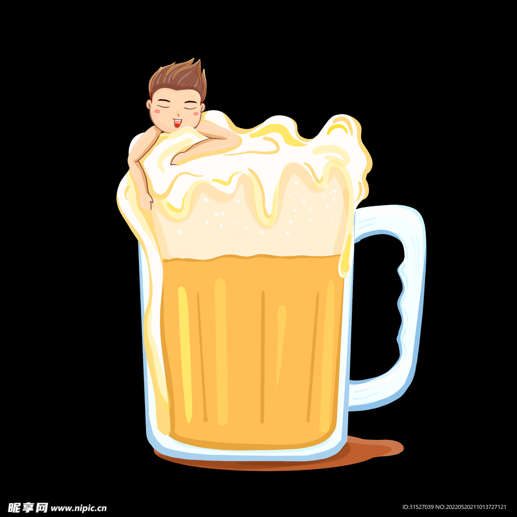 卡通干杯啤酒泡沫元素   
