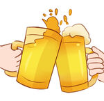 卡通手绘啤酒干杯  