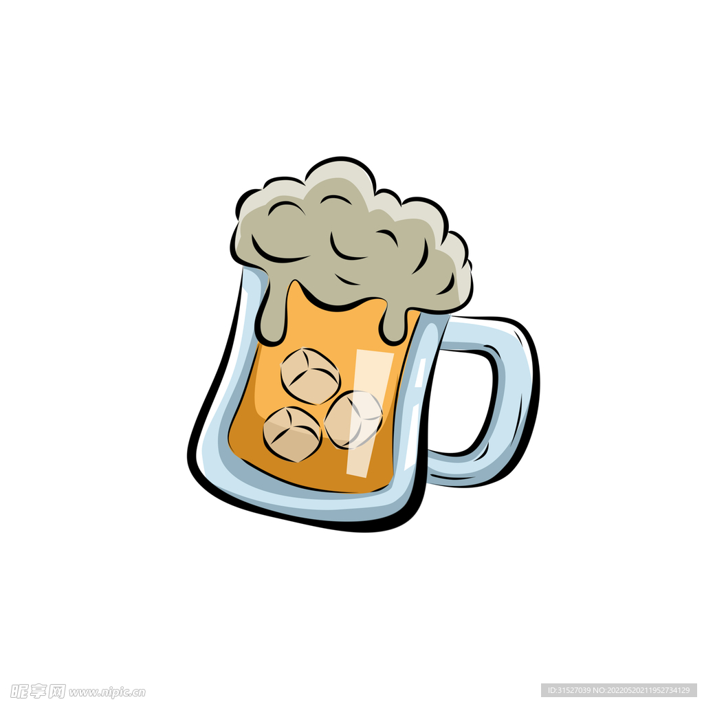 夏日手绘啤酒插画