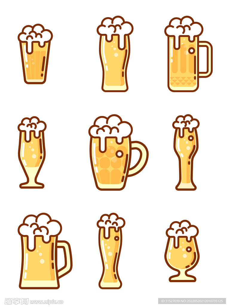 啤酒插画图标手绘素材