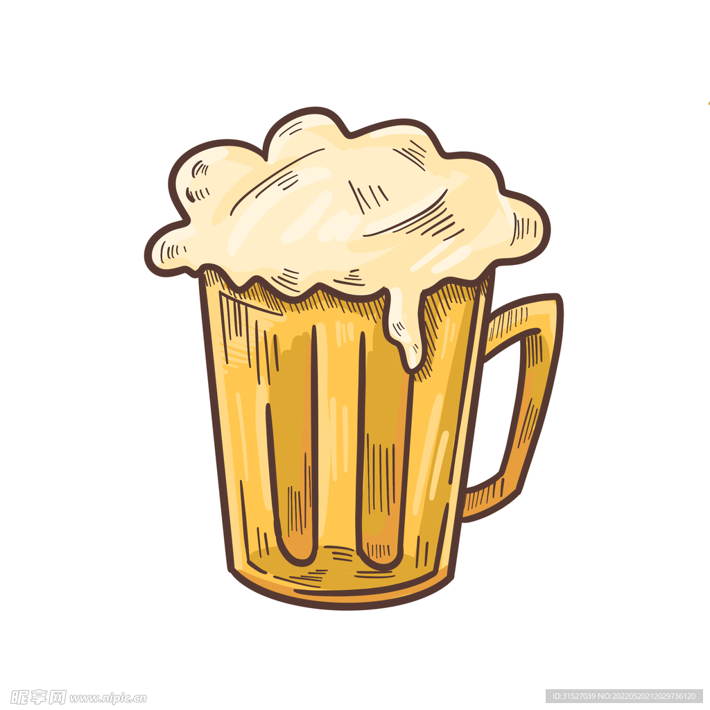 卡通手绘啤酒干杯  