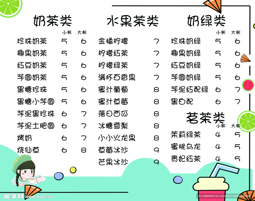 价格表