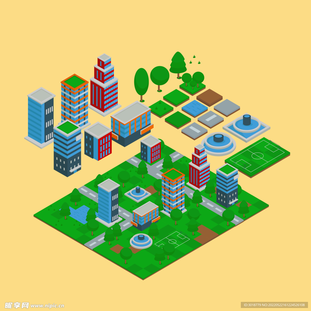 城市社区插画 