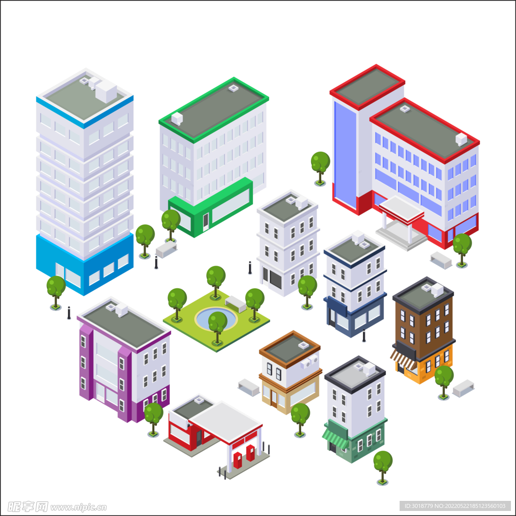 城市社区插画 
