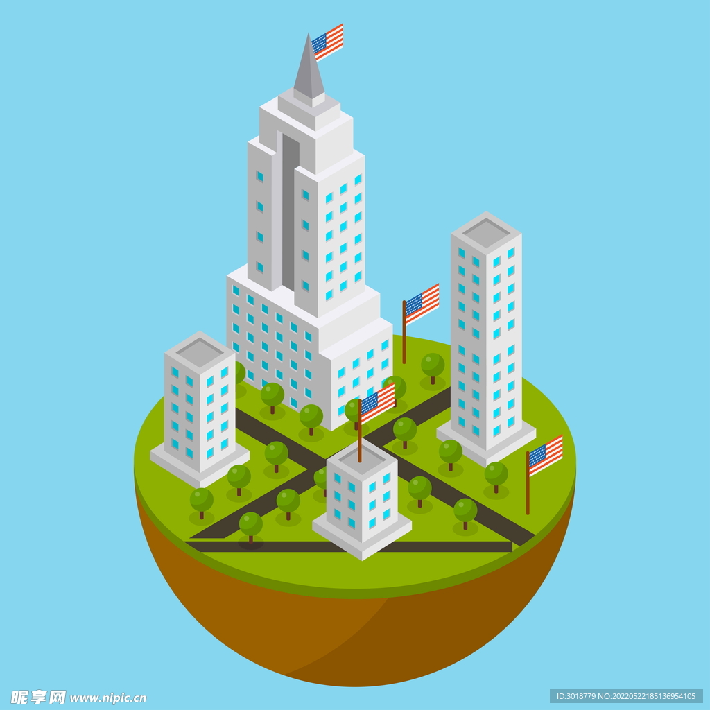 城市社区插画 