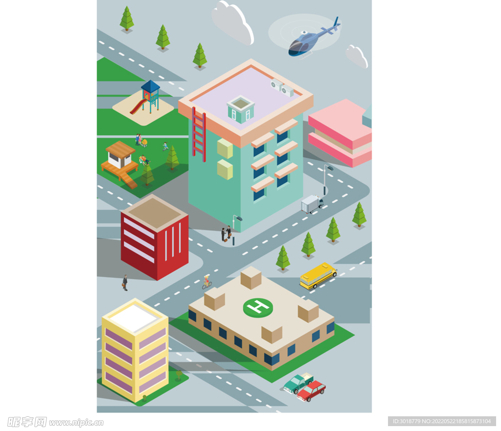 城市社区插画