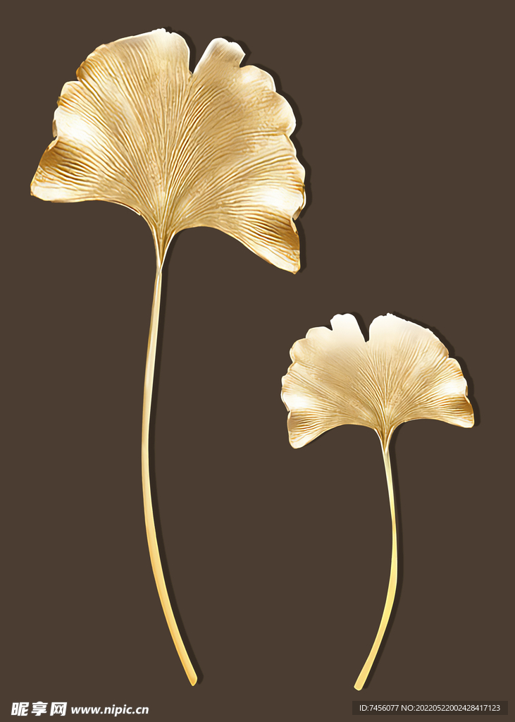 金色树叶简约挂画装饰画