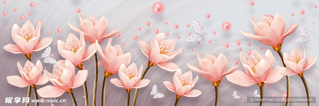 粉色珍珠花卉艺术挂画装饰画