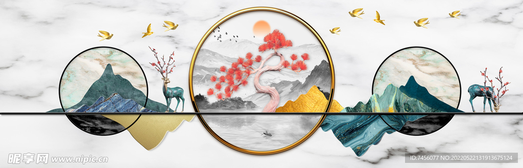 水墨中式山脉风景画装饰画