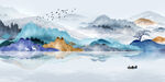 水墨山水湖泊艺术挂画装饰画