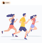 跑步健身男女矢量插画