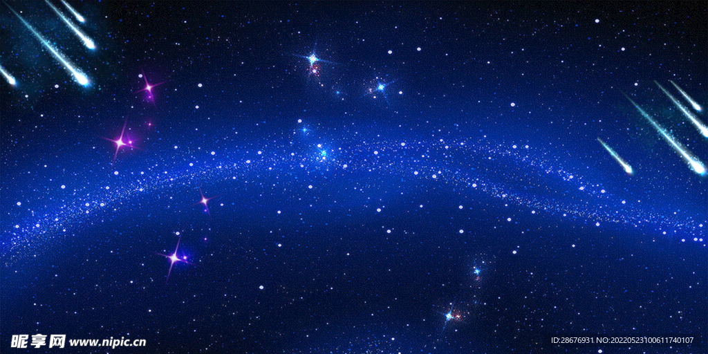 蓝色夜空流星背景