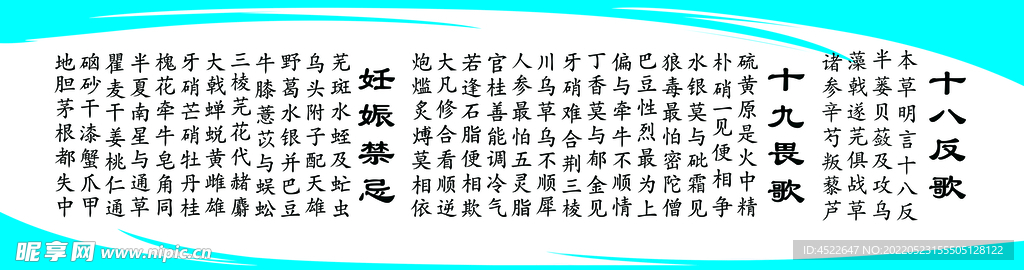 中医歌十八反歌十九绝歌妊娠禁忌