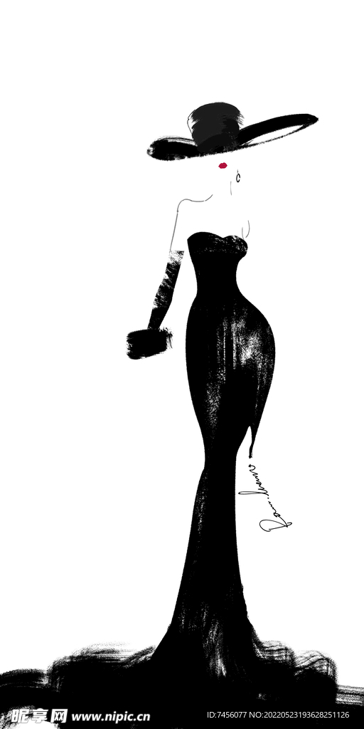 简约黑白美女艺术挂画装饰画