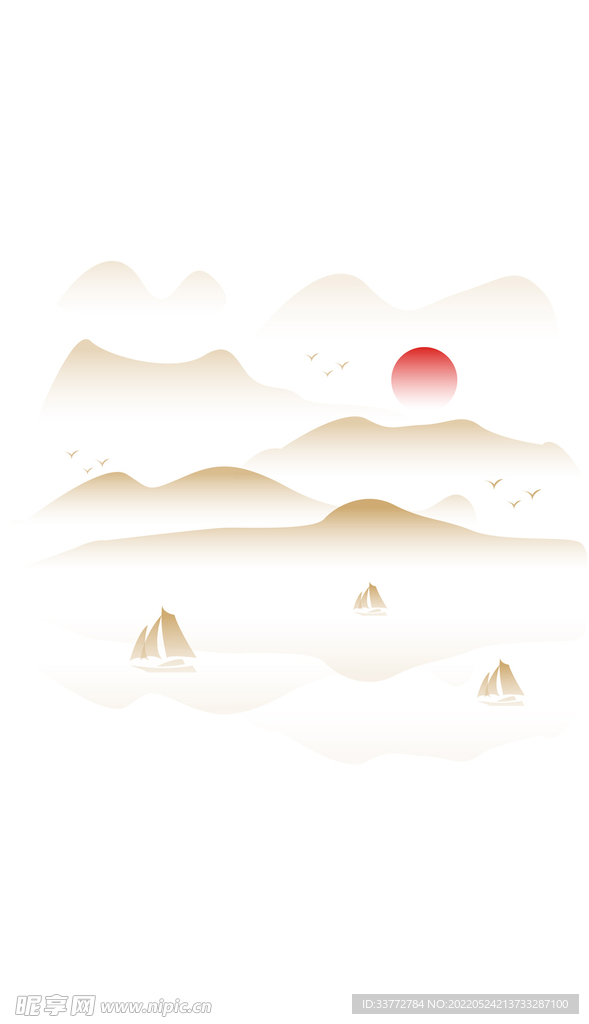 矢量国风创意水墨组合