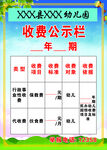 幼儿园收费公示栏
