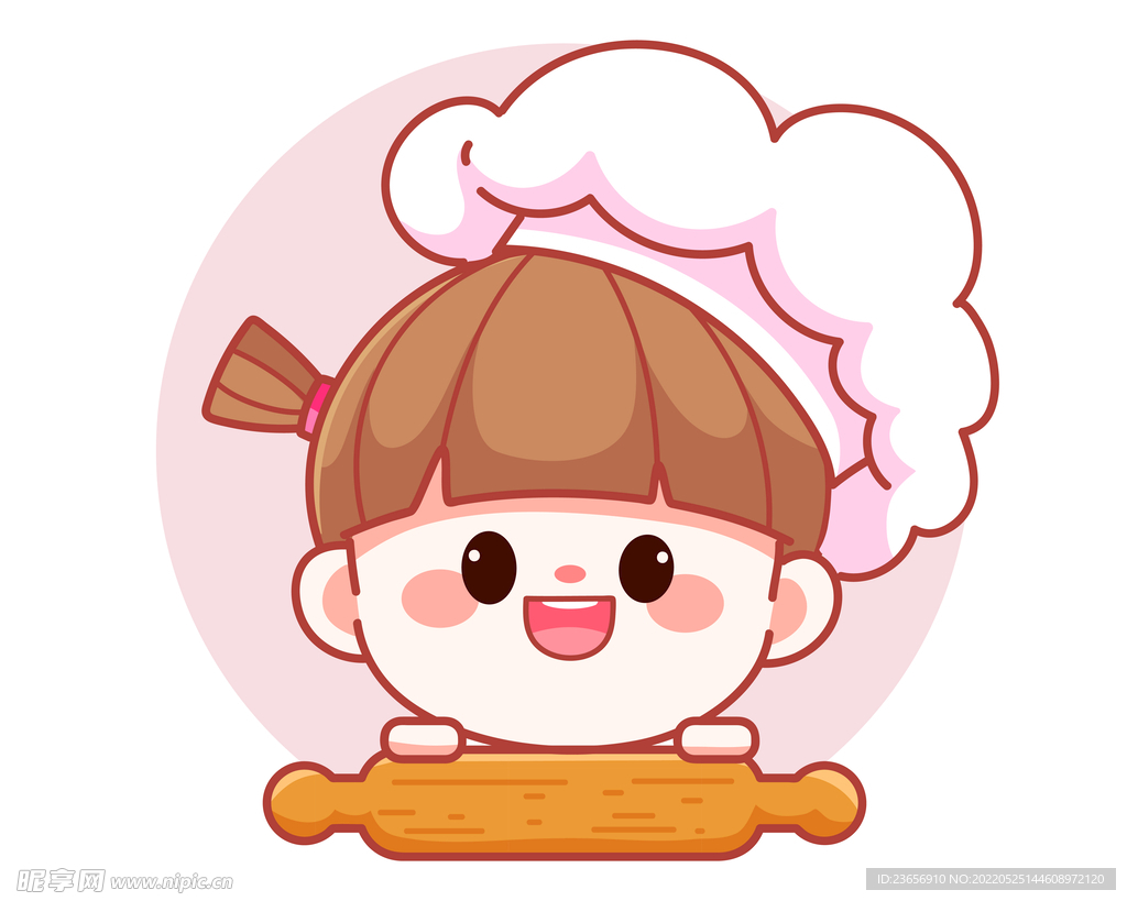 餐饮卡通厨师可爱女孩矢量 