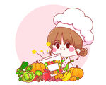 餐饮卡通厨师可爱女孩矢量 