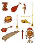 多个矢量中国古风乐器手绘图