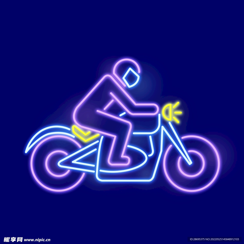 霓虹灯炫彩摩托车元素