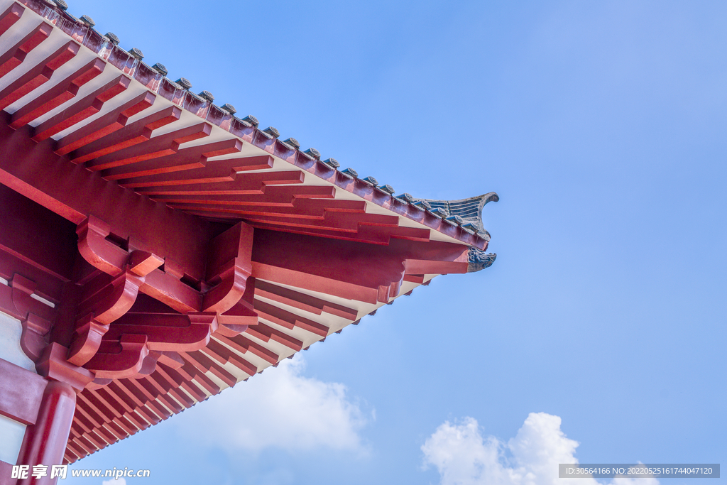 户外复古屋檐建筑