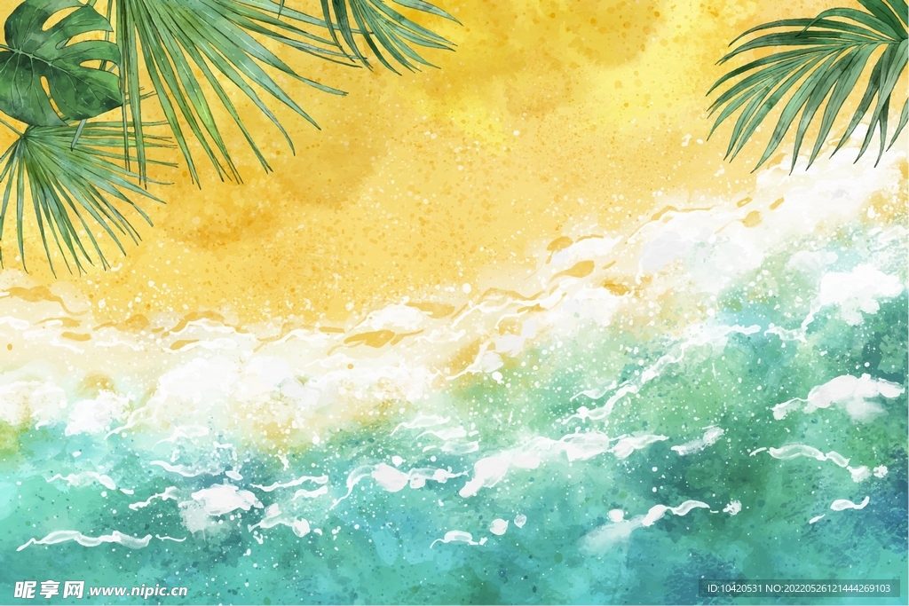 手绘夏日沙滩背景