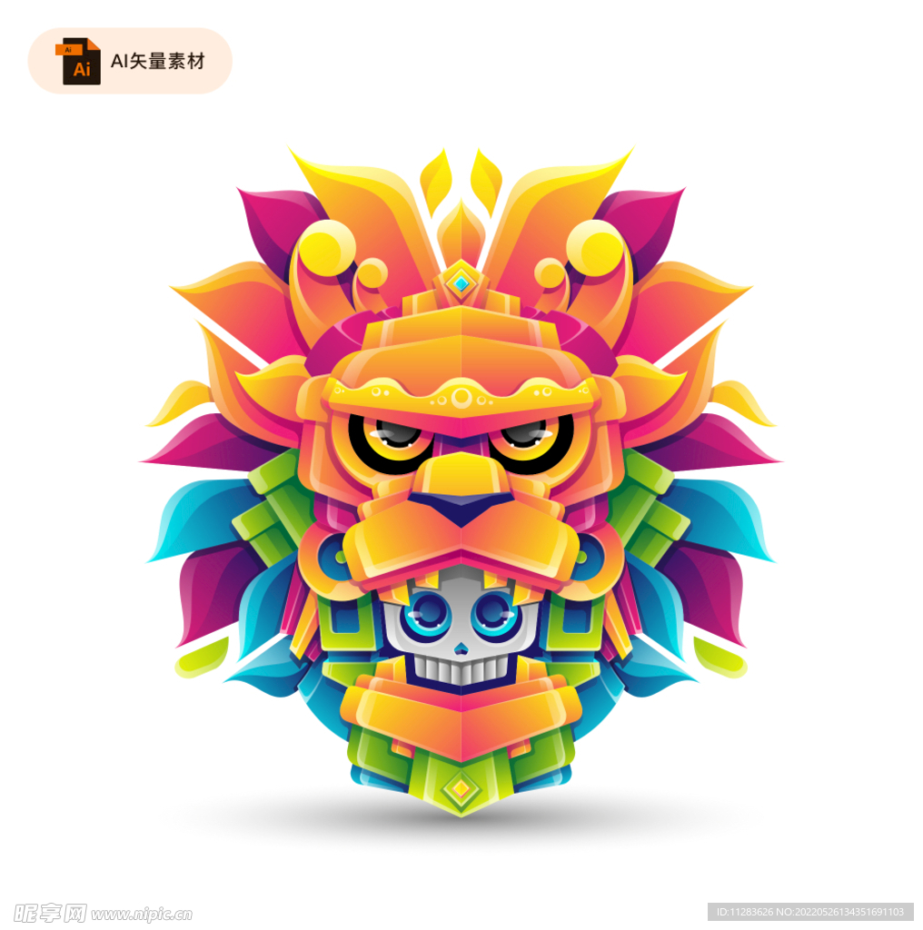几何创意狮子头插画
