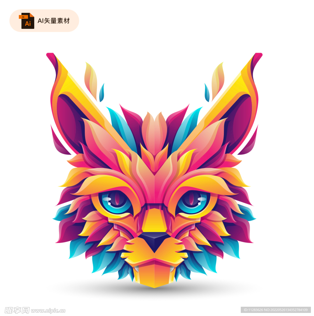 几何艺术猫插画