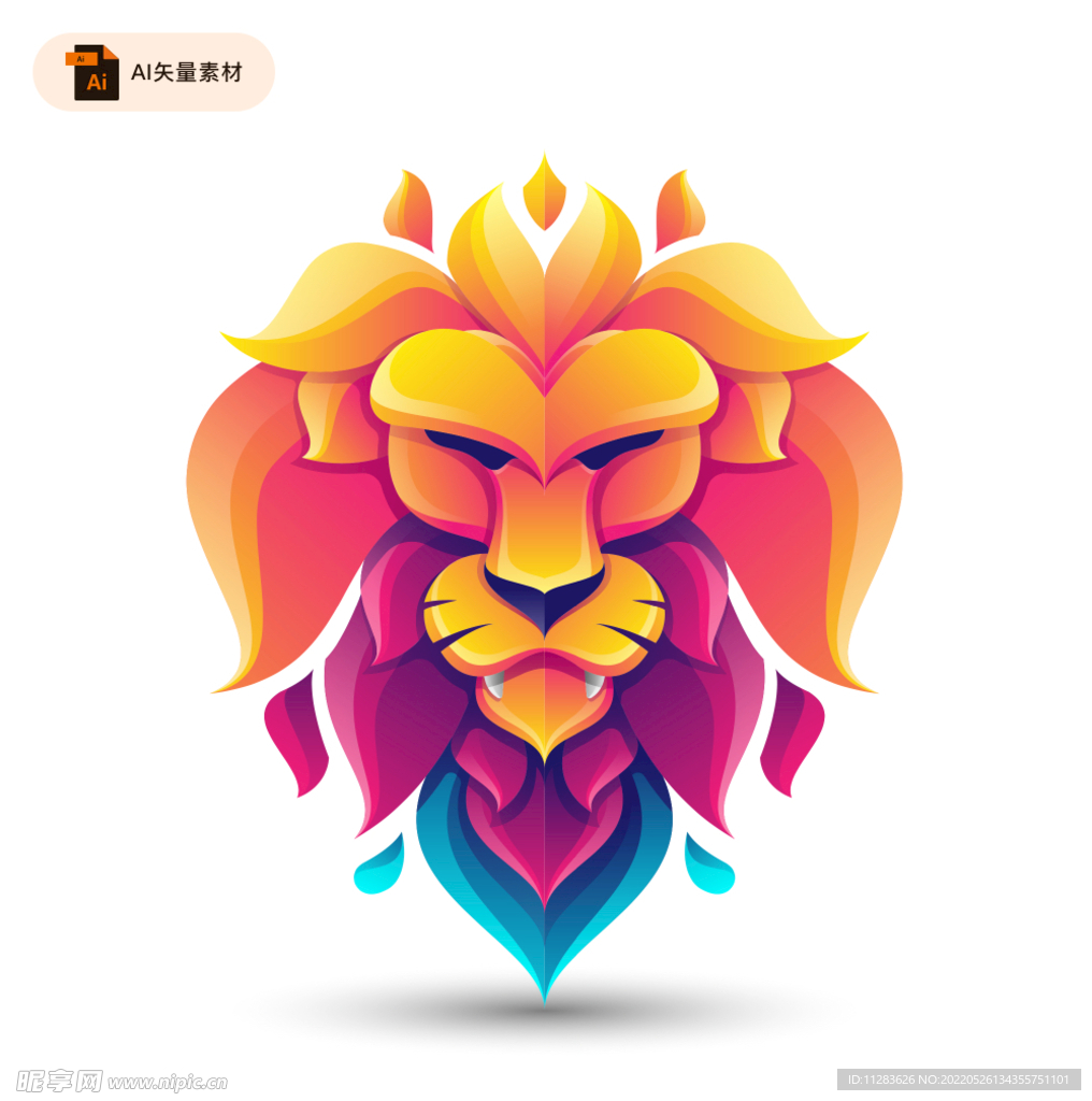 几何艺术狮子头插画