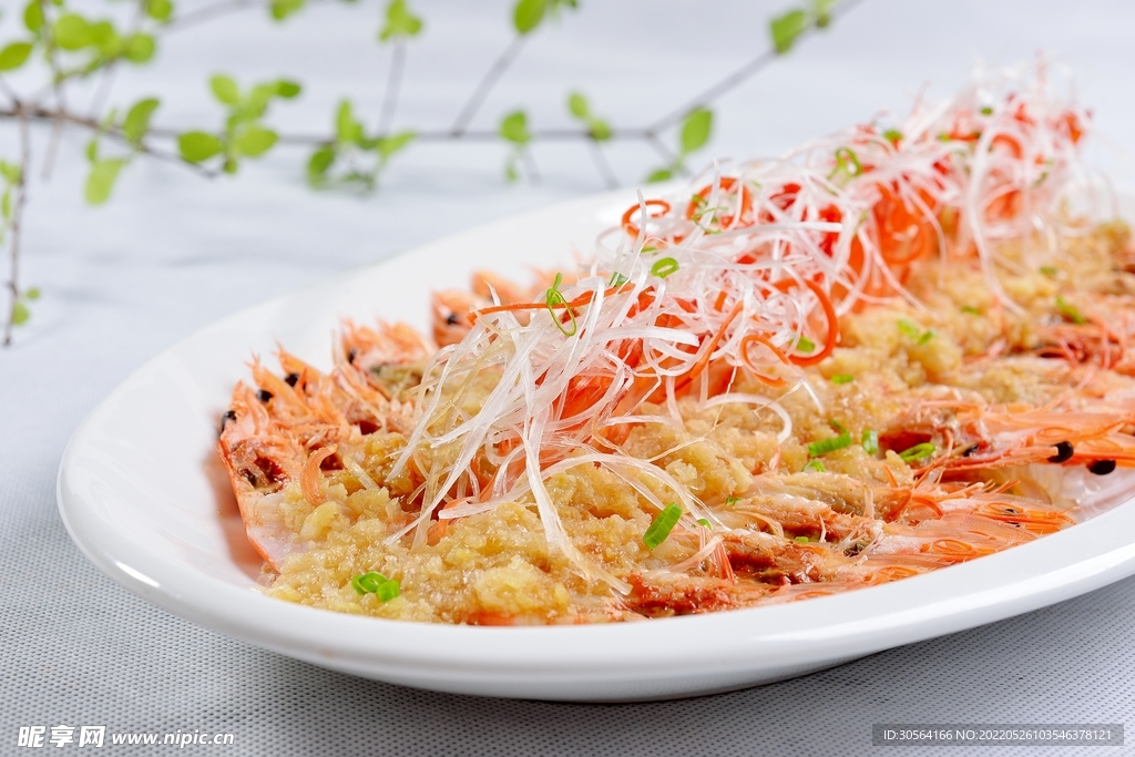 蒜蓉粉丝大虾美食