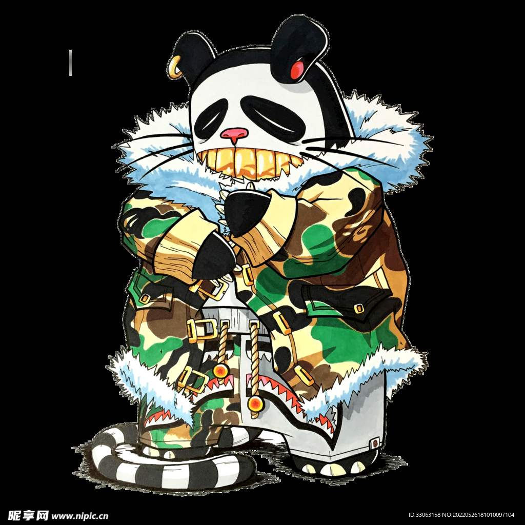 潮牌熊猫插画手绘印花